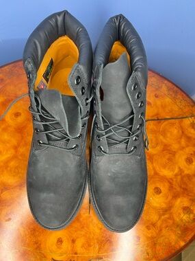Timberland Black Nubuck Men's Lace-Up Boots with Orange Lining